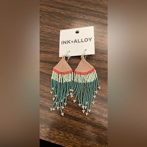 orgeous Ink + Alloy Seed Beed Chandelier Earrings NWT